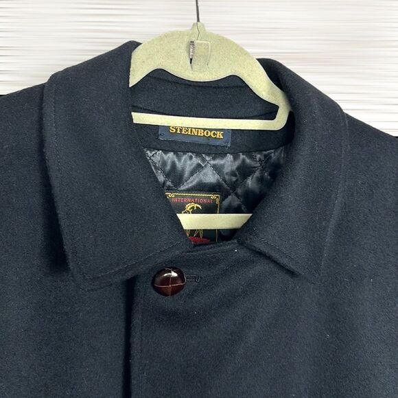 Steinbock Austria Black Hunting Loden Overcoat Wool Blend Long Lined Coat US 38 - Picture 5 of 15